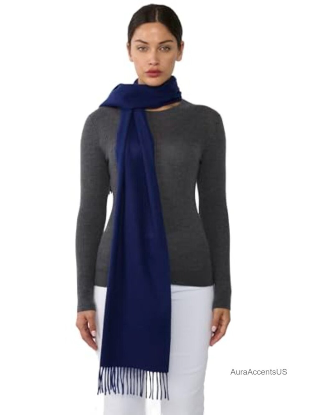 100% Pure Cashmere Scarf Hand Twisted Fringe Cozy Winter Wrap